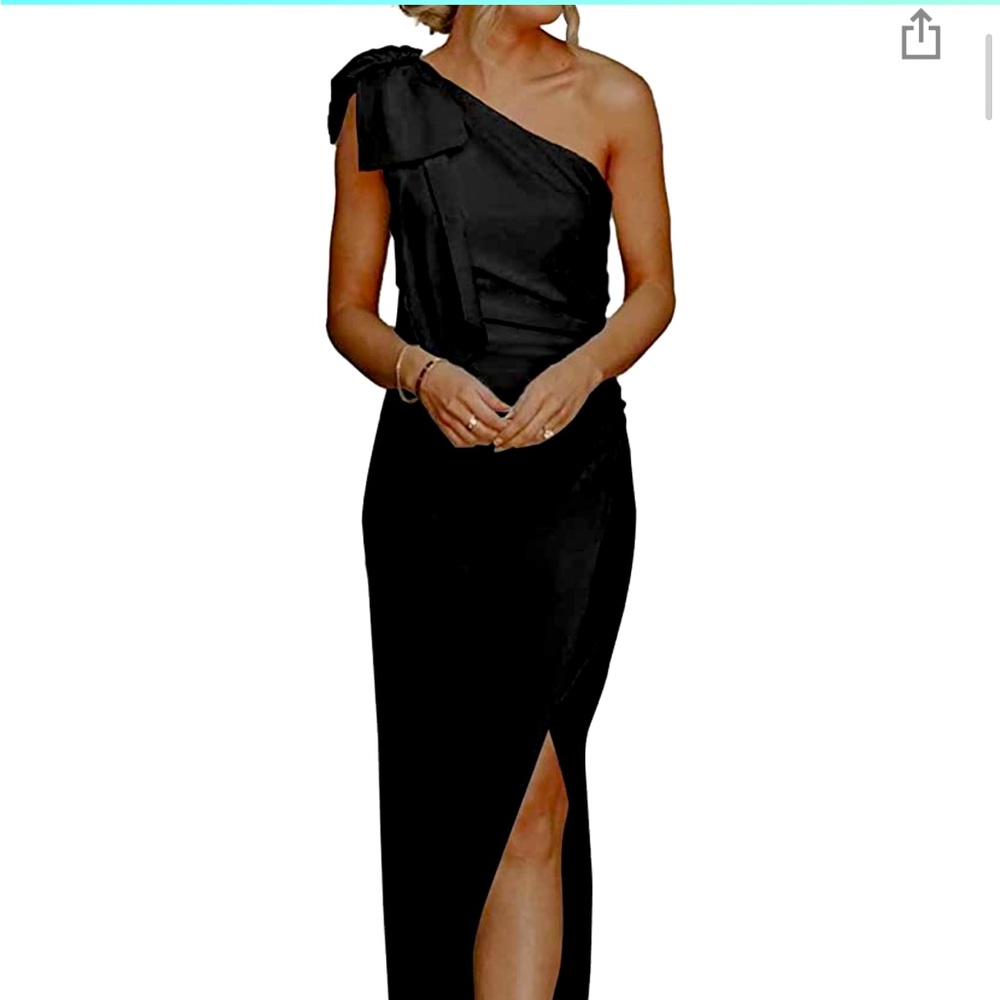 Black one shoulder formal dress. Perfect for wedding or formal event